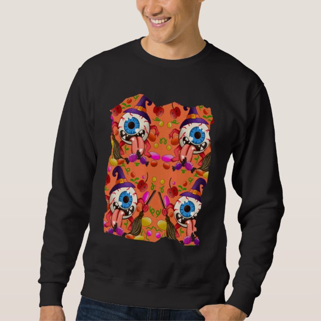 Zany One Eyed Holloween Candy Monster Sweatshirt (Front)