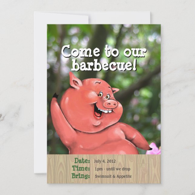 Zany pig roast summer barbecue custom template (Front)