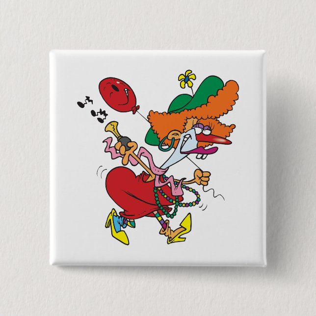 Zany Woman Running Clown Button (Front)