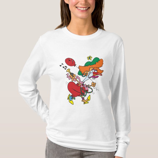 Zany Woman Running Clown T-Shirt (Front)