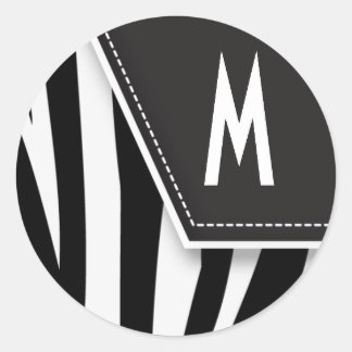 Zany Zebra Monogram Sticker (black)