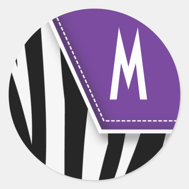 Zany Zebra Monogram Sticker (purple) (Front)