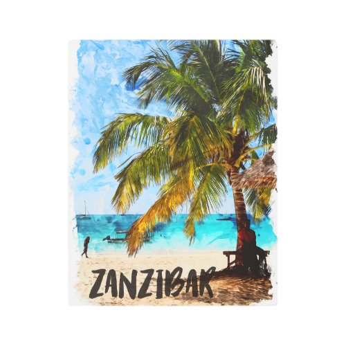 Zanzibar Africa Tropical Beach Travel  Metal Print