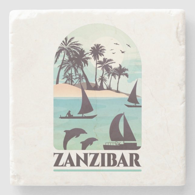 Zanzibar Africa Vintage  Stone Coaster (Front)