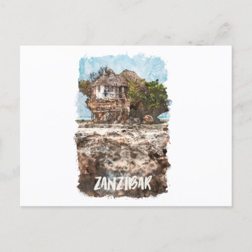 Zanzibar Africa Watercolor  Postcard