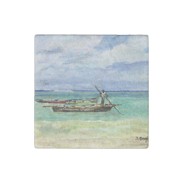 Zanzibar Beach, Stone Magnet (Front)
