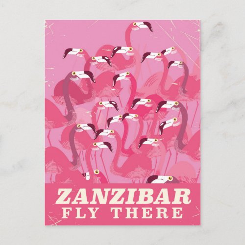 Zanzibar Fly there vintage style travel poster Postcard