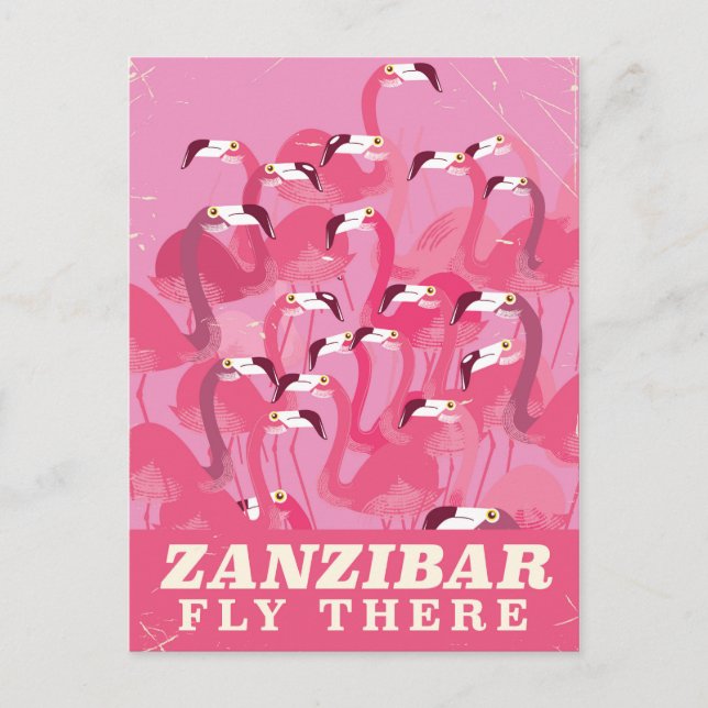 Zanzibar Fly there vintage style travel poster Postcard (Front)