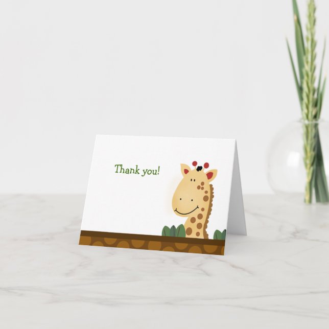 Zanzibar GIRAFFE Birthday Folded Thank you note (Front)