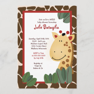 ZANZIBAR GIRAFFE PRINT 5x7 Baby Shower Invitation