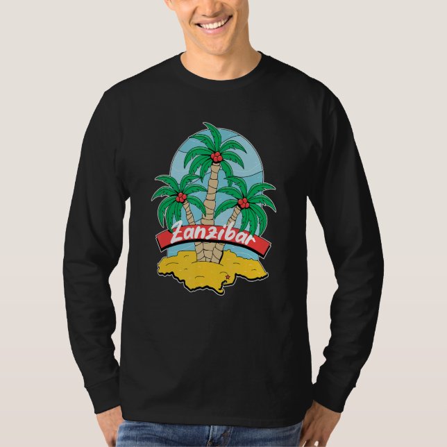 Zanzibar Palm Beach Surfing Souvenir Beach Vacatio T-Shirt (Front)