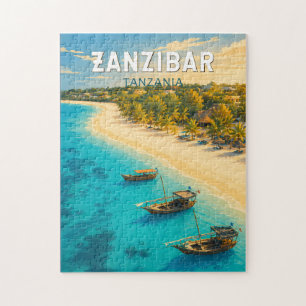 Zanzibar Tanzania Illustration Travel Art Vintage Jigsaw Puzzle