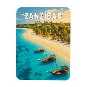 Zanzibar Tanzania Illustration Travel Art Vintage Magnet