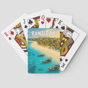 Zanzibar Tanzania Illustration Travel Art Vintage Poker Cards
