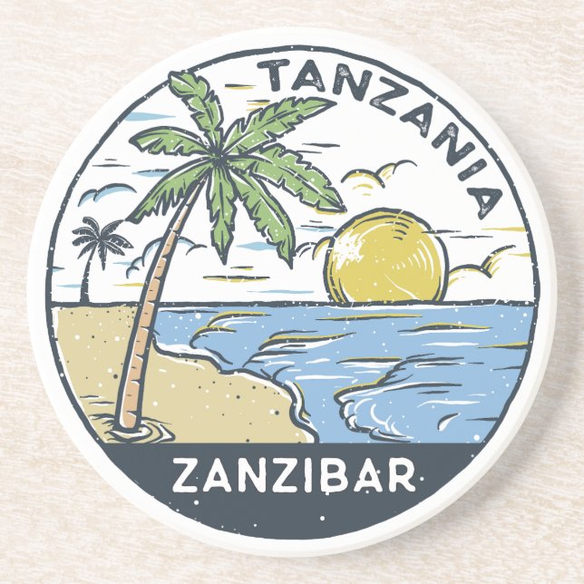 Zanzibar Tanzania Vintage Coaster (Front)