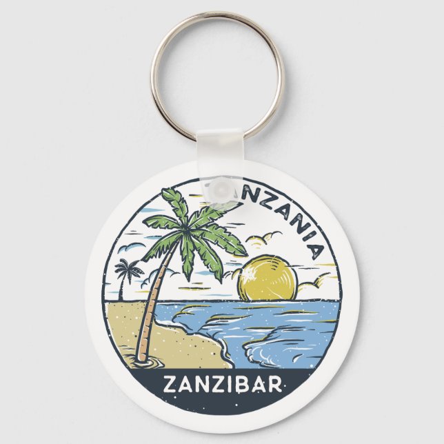 Zanzibar Tanzania Vintage Keychain (Front)