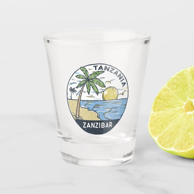 Zanzibar Tanzania Vintage Shot Glass (Front)