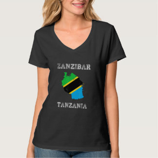 Zanzibar Tanzania Vintage Tanzania Flag Map Design T-Shirt