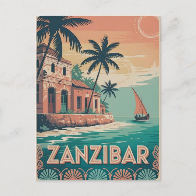 Zanzibar vintage postcard (Front)