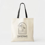 Zanzibar Wedding Weekend Destination Wedding Tote Bag<br><div class="desc">Welcome your Zanzibar wedding guests with these custom wedding welcome bags! Embrace the sunny spirit with this classic tote featuring a palm tree and ocean line sketch design. Customize it with the name and location of your wedding. Give your guests a stylish gift to be used long after the festivities...</div>