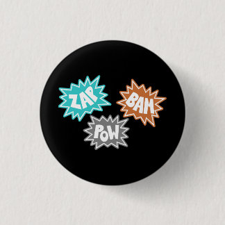 ZAP BAM POW Comic Sound FX - Orange Pinback Button