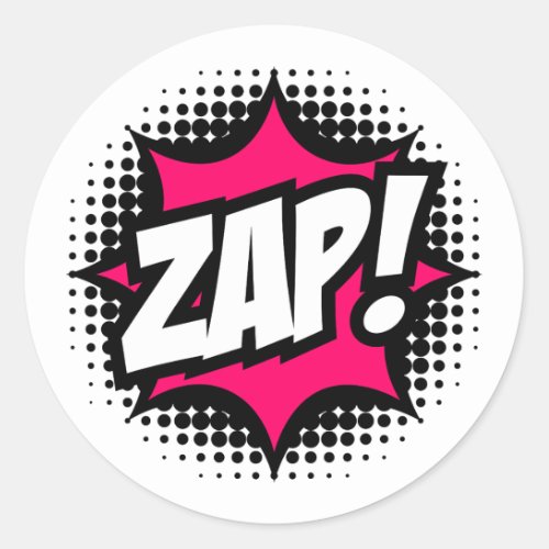 ZAP Comic Book Style Classic Round Sticker