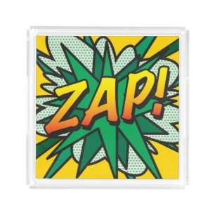 ZAP Fun Retro Comic Book Pop Art Acrylic Tray
