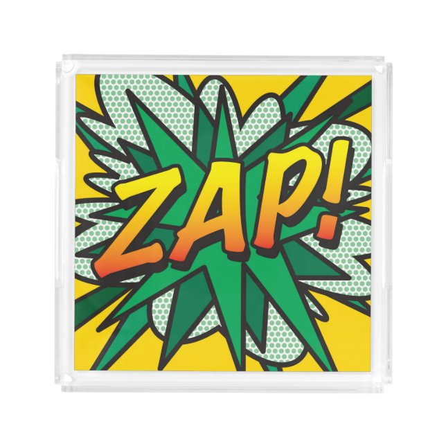 ZAP Fun Retro Comic Book Pop Art Acrylic Tray (Front)