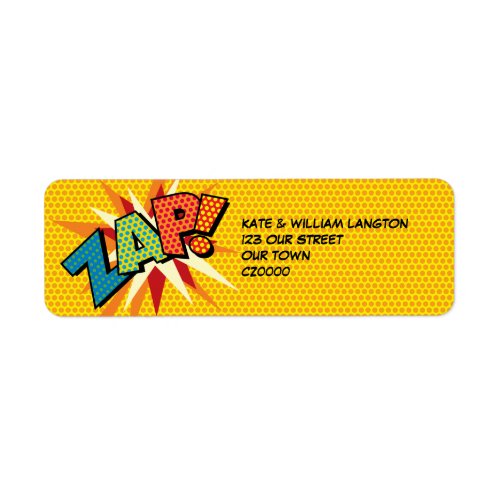 ZAP Fun Retro Comic Book Pop Art Address Label