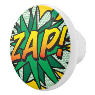 ZAP Fun Retro Comic Book Pop Art Ceramic Knob