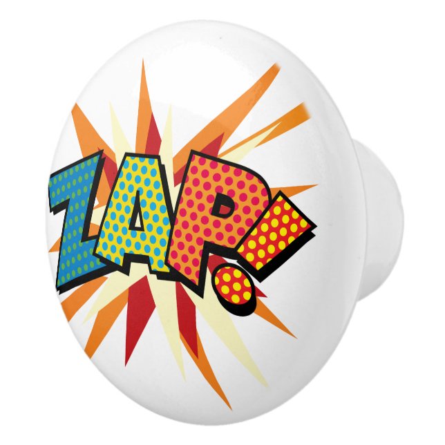 ZAP Fun Retro Comic Book Pop Art Ceramic Knob (Right)