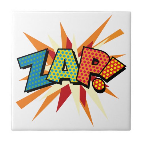 ZAP Fun Retro Comic Book Pop Art Ceramic Tile
