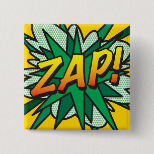 ZAP Fun Retro Comic Book Pop Art Pinback Button