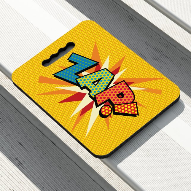 ZAP Fun Retro Comic Book Pop Art Seat Cushion (In Situ)