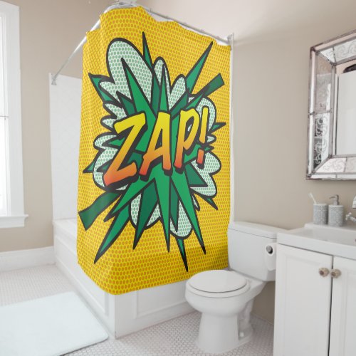 ZAP Fun Retro Comic Book Pop Art Shower Curtain