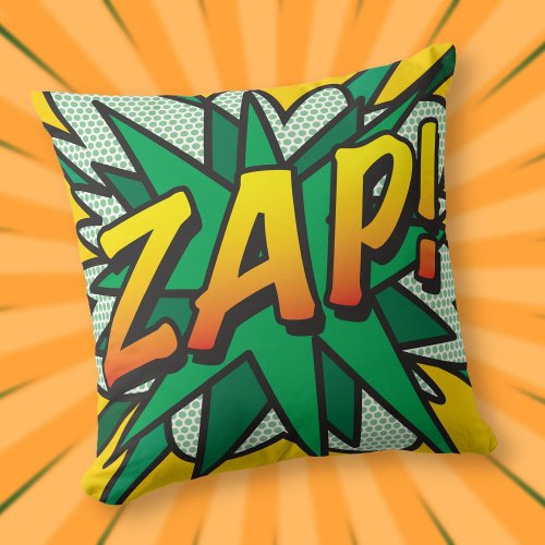 ZAP Fun Retro Comic Book Pop Art Throw Pillow