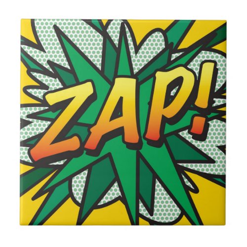 ZAP Fun Retro Comic Book Pop Art Tile