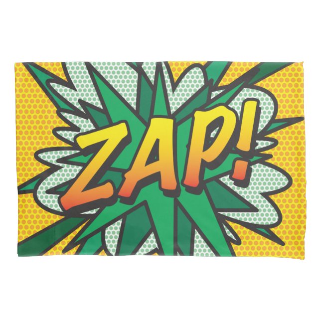 ZAP KAPOW Fun Retro Comic Book Pop Art Pillow Case (Front)