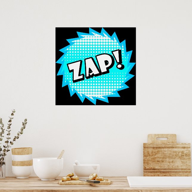 Zap onomatopoeia used in comic culture poster | Zazzle