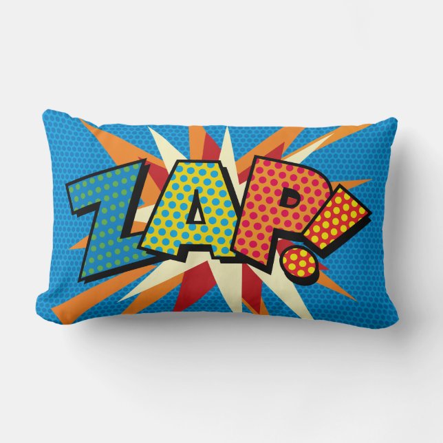 ZAP POW Fun Retro Comic Book Pop Art Lumbar Pillow (Front)