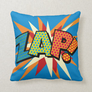 ZAP POW Fun Retro Comic Book Pop Art Throw Pillow