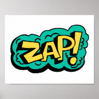 ZAP speech bubble word, hand drawn illustration