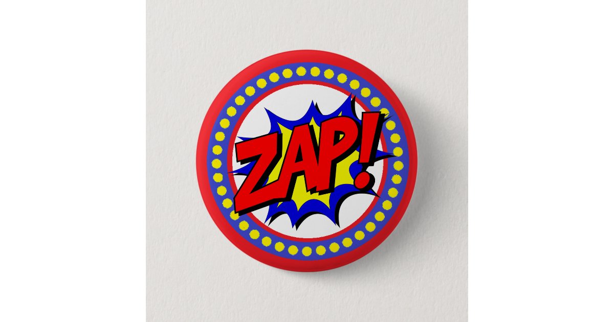 Zap Button Zap Superhero Cartoon Button | Zazzle