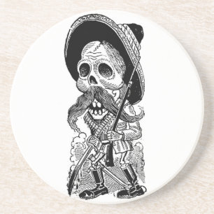 Zapatista  Calavera. c. early 1900's. Mexico. Sandstone Coaster