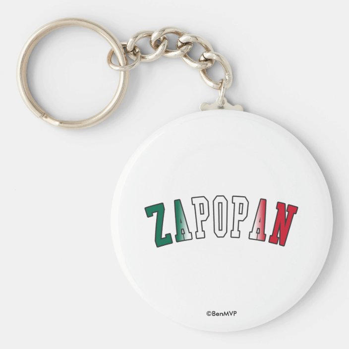 Zapopan in Mexico National Flag Colors Keychain