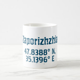 Zaporizhzhia Latitude & Longitude Distressed  Coffee Mug