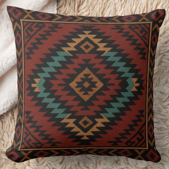 Zapotec Folk Art Geometric Diamond Throw Pillow (Creator Uploaded)