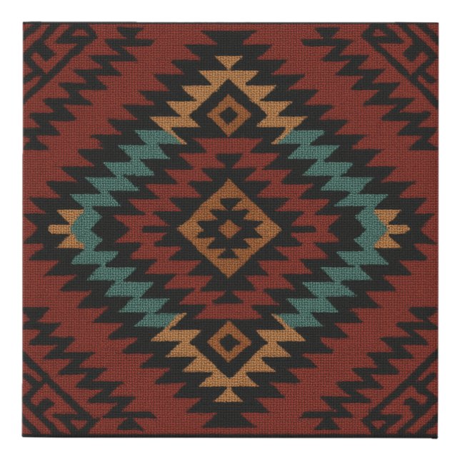 Zapotec Folk Art Geometric Faux Canvas Wall Art (Front)
