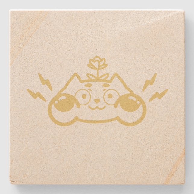 Zappy Chip the Cute Chipmunk Stone Coaster (Front)