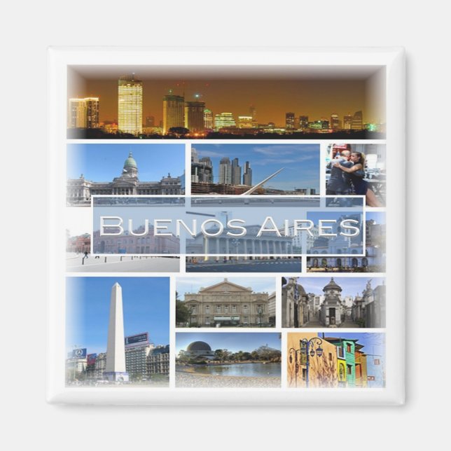 zAR006 BUENOS AIRES, Mosaic, Argentina, Fridge Magnet (Front)